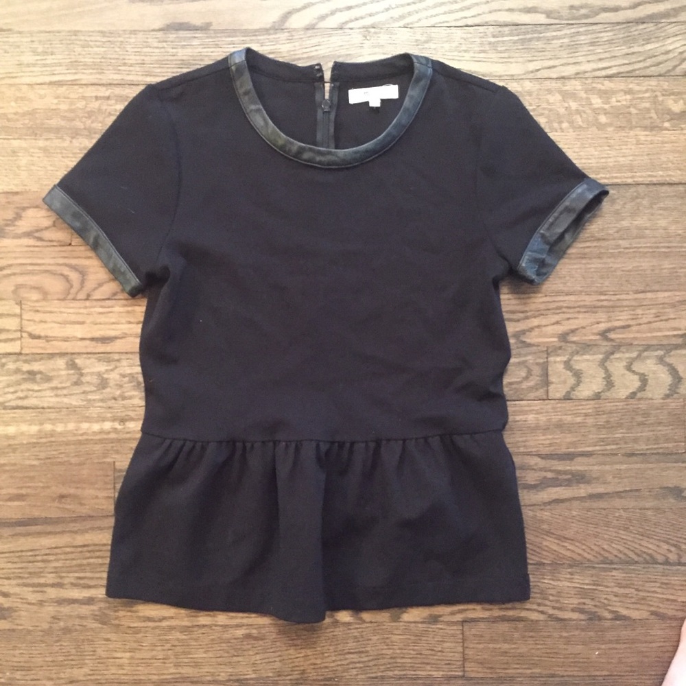 Black leather accented Madewell peplum top